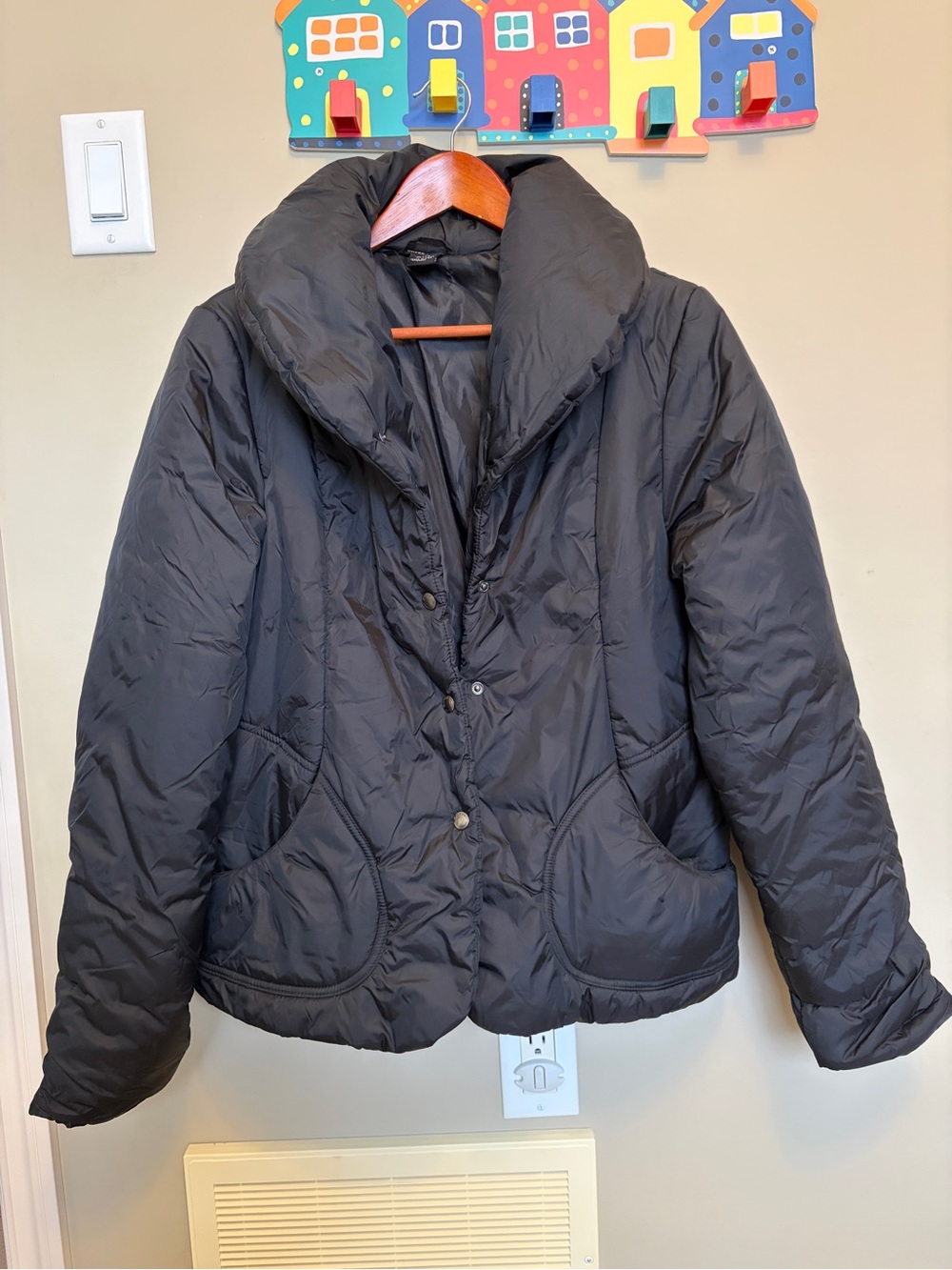 Guess Black Quilted Puffer Jacket with Shawl Collar